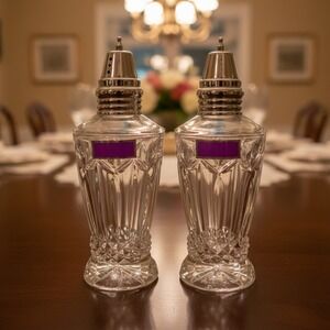 New Marquis by Waterford Crystal Admiral Salt and Pepper Shakers 6"